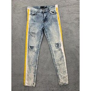WAIMEA Skinny Fit Painted Seam Wearable Art-to-Wear Emo Grunge Punk Denim Jeans